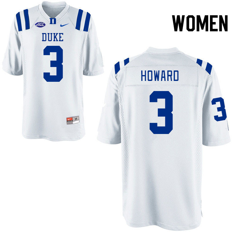 Women #3 Alex Howard Duke Blue Devils College Football Jerseys Stitched-White